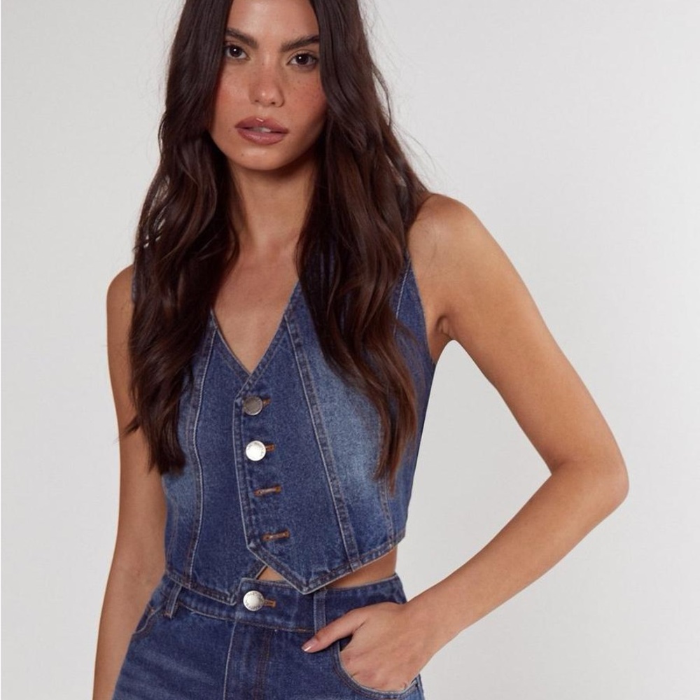 Nasty Gal Blue Denim Vest